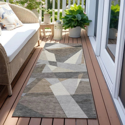 Contoure Brown Washable Indoor - Outdoor Rug - LOOMLAN - LOOMLAN Rugs - Outdoor Rugs