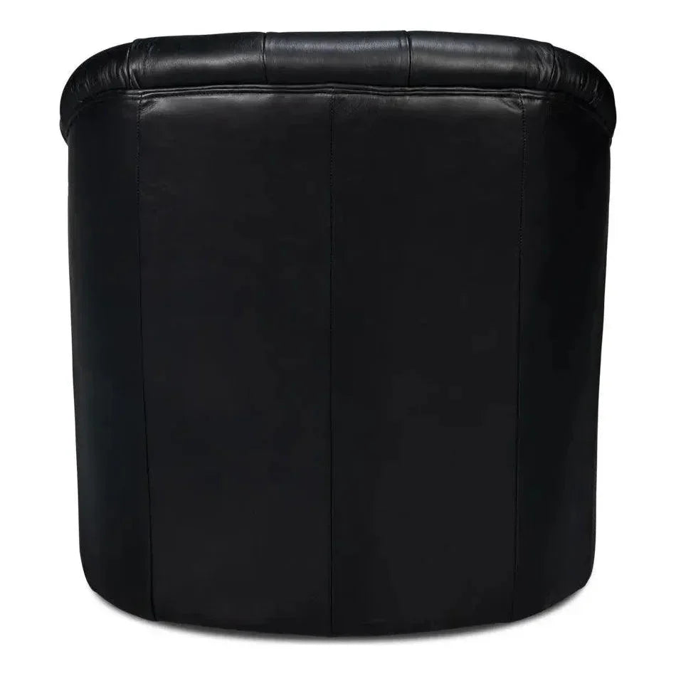 Coolidge Leather Black Swivel Arm Chair - LOOMLAN - Sarreid - Club Chairs