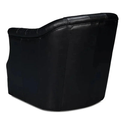 Coolidge Leather Black Swivel Arm Chair - LOOMLAN - Sarreid - Club Chairs