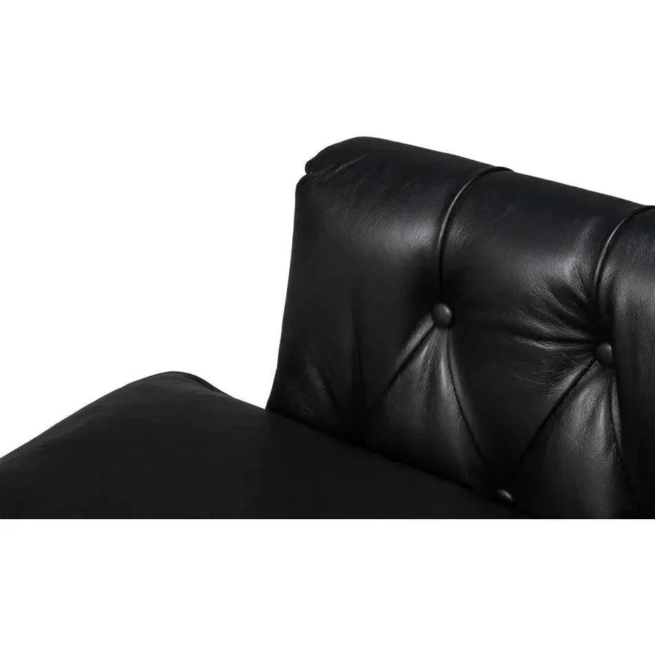 Coolidge Leather Black Swivel Arm Chair - LOOMLAN - Sarreid - Club Chairs