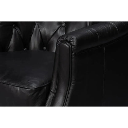 Coolidge Leather Black Swivel Arm Chair - LOOMLAN - Sarreid - Club Chairs