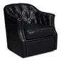Coolidge Leather Black Swivel Arm Chair - LOOMLAN - Sarreid - Club Chairs