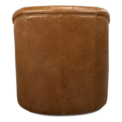 Coolidge Leather Swivel Club Chair Cuba Brown - LOOMLAN - Sarreid - Club Chairs