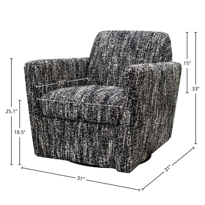 Cooper Black Fabric Swivel Club Chair