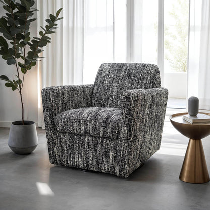 Cooper Black Fabric Swivel Club Chair