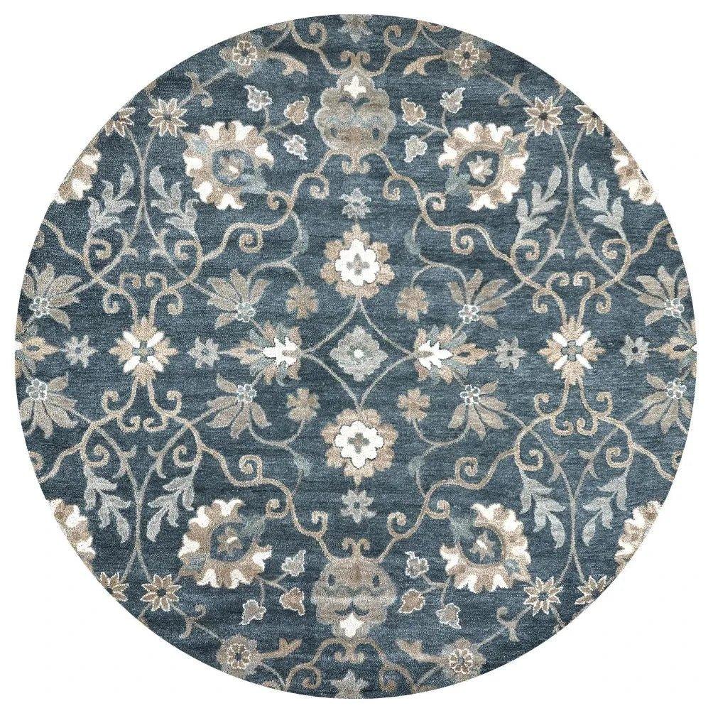 Copa Blue Round Area Rugs For Dining Room - LOOMLAN - LOOMLAN - Area Rugs