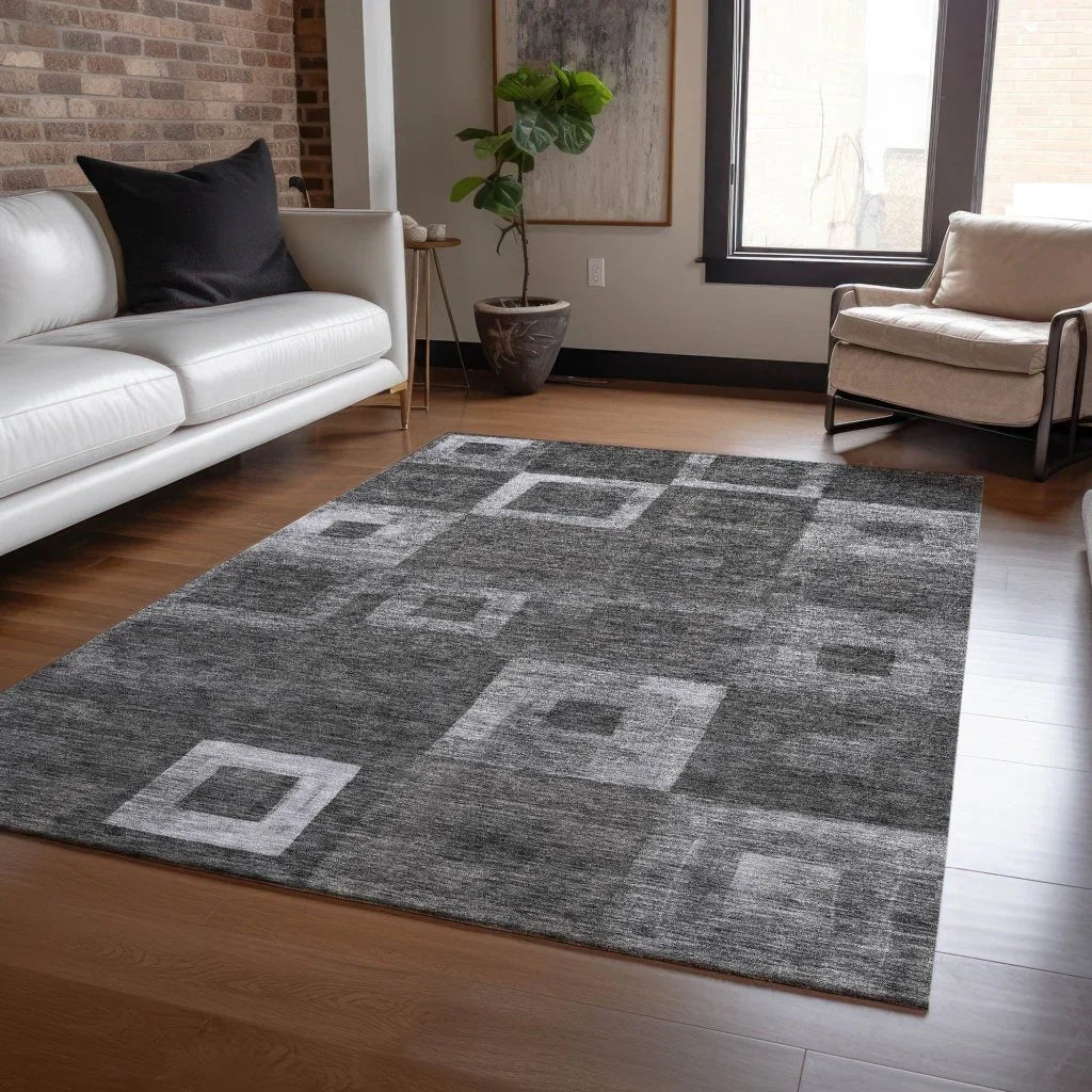 Cora Black Washable Indoor - Outdoor Rug - LOOMLAN - LOOMLAN Rugs - Outdoor Rugs