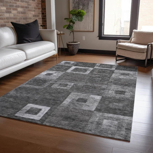 Cora Black Washable Indoor - Outdoor Rug - LOOMLAN - LOOMLAN Rugs - Outdoor Rugs