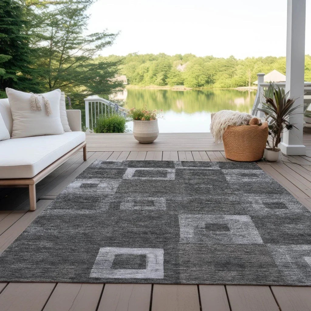 Cora Black Washable Indoor - Outdoor Rug - LOOMLAN - LOOMLAN Rugs - Outdoor Rugs