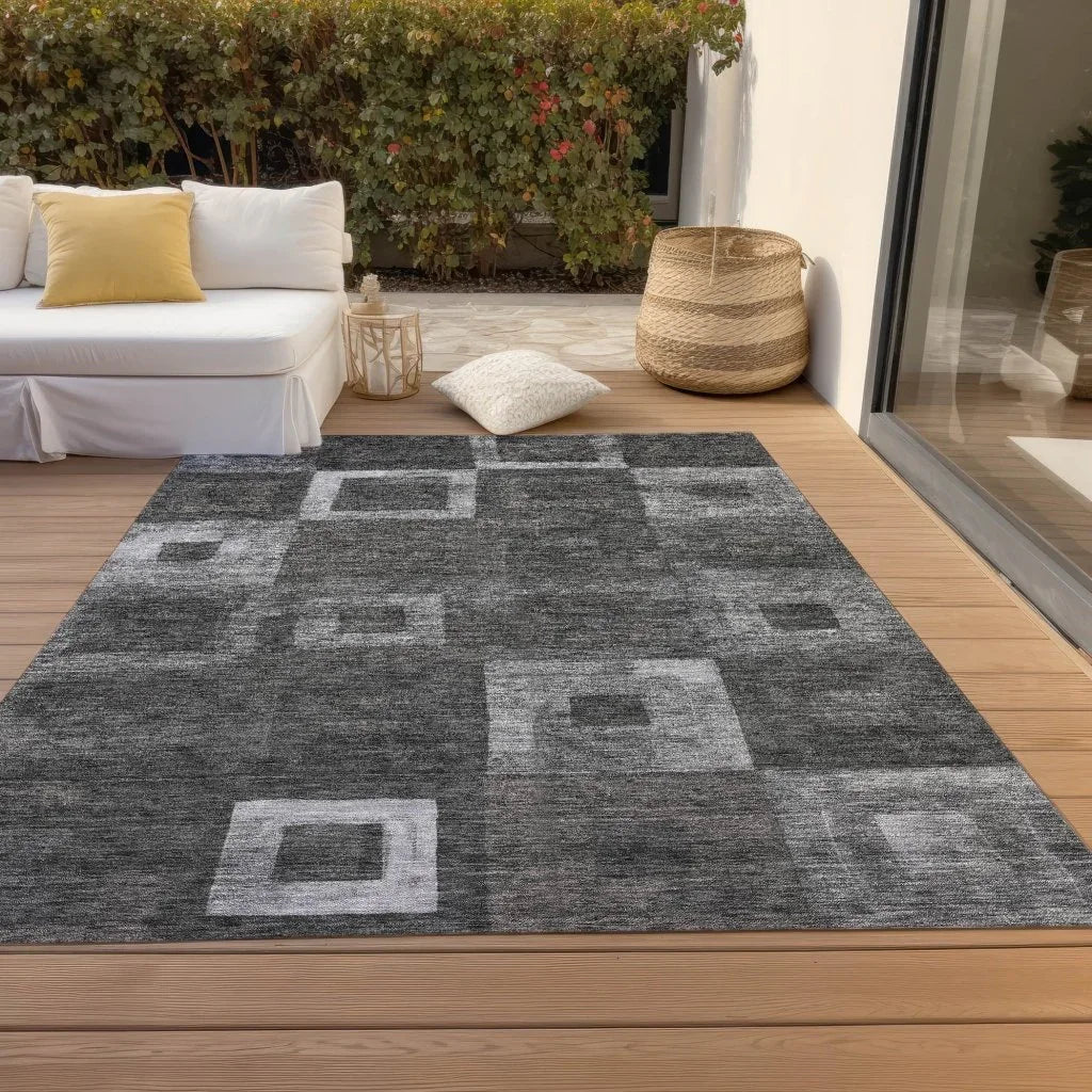 Cora Black Washable Indoor - Outdoor Rug - LOOMLAN - LOOMLAN Rugs - Outdoor Rugs