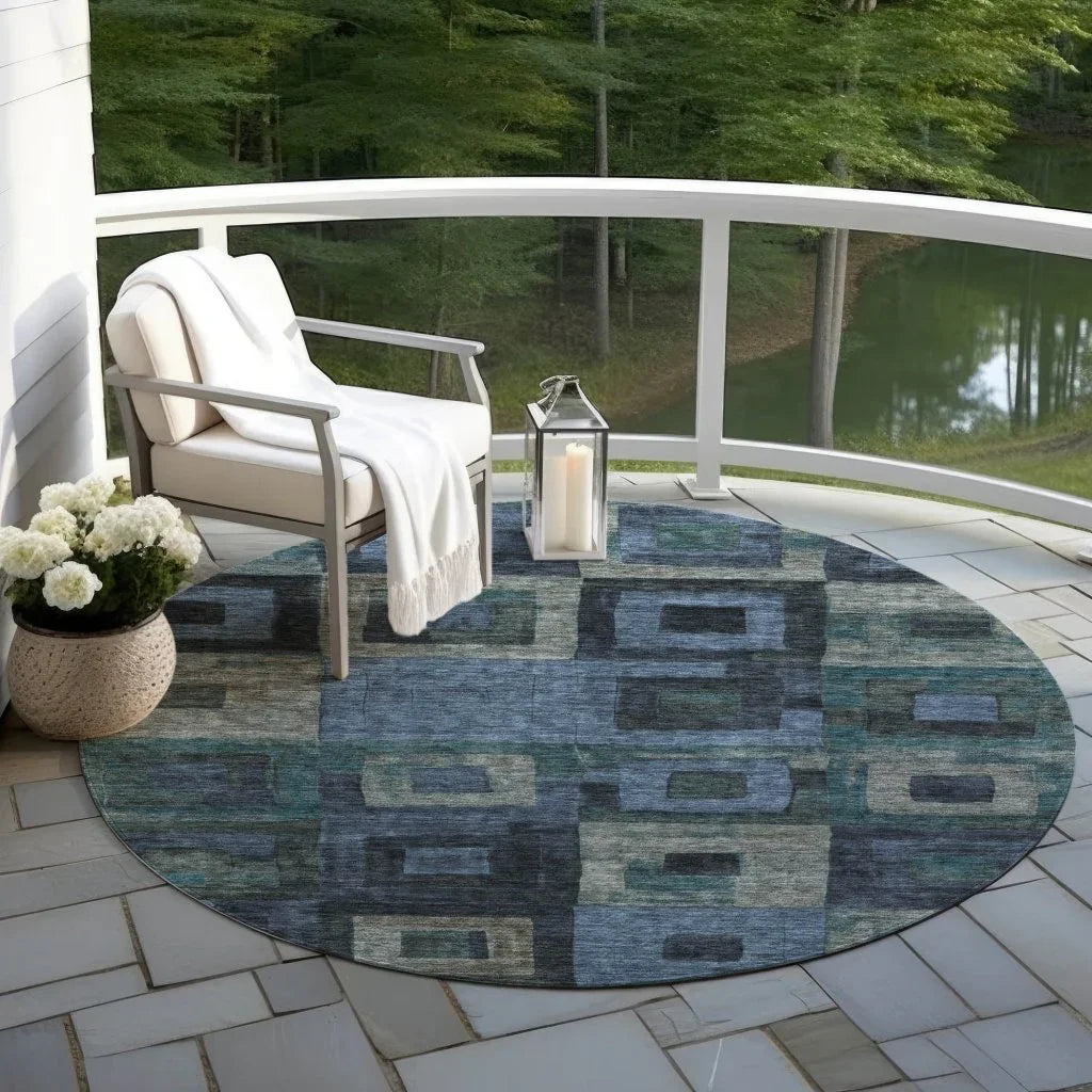 Cora Blue Washable Indoor - Outdoor Rug - LOOMLAN - LOOMLAN Rugs - Outdoor Rugs