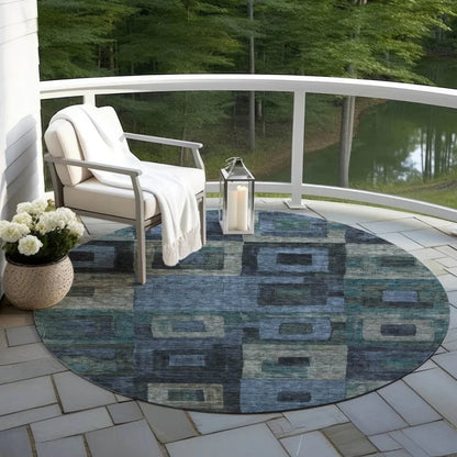 Cora Blue Washable Indoor - Outdoor Rug - LOOMLAN - LOOMLAN Rugs - Outdoor Rugs