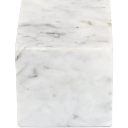 Cora Cube White Marble Tabletop Accent - LOOMLAN - Moe's Home - Statues & Sculptures