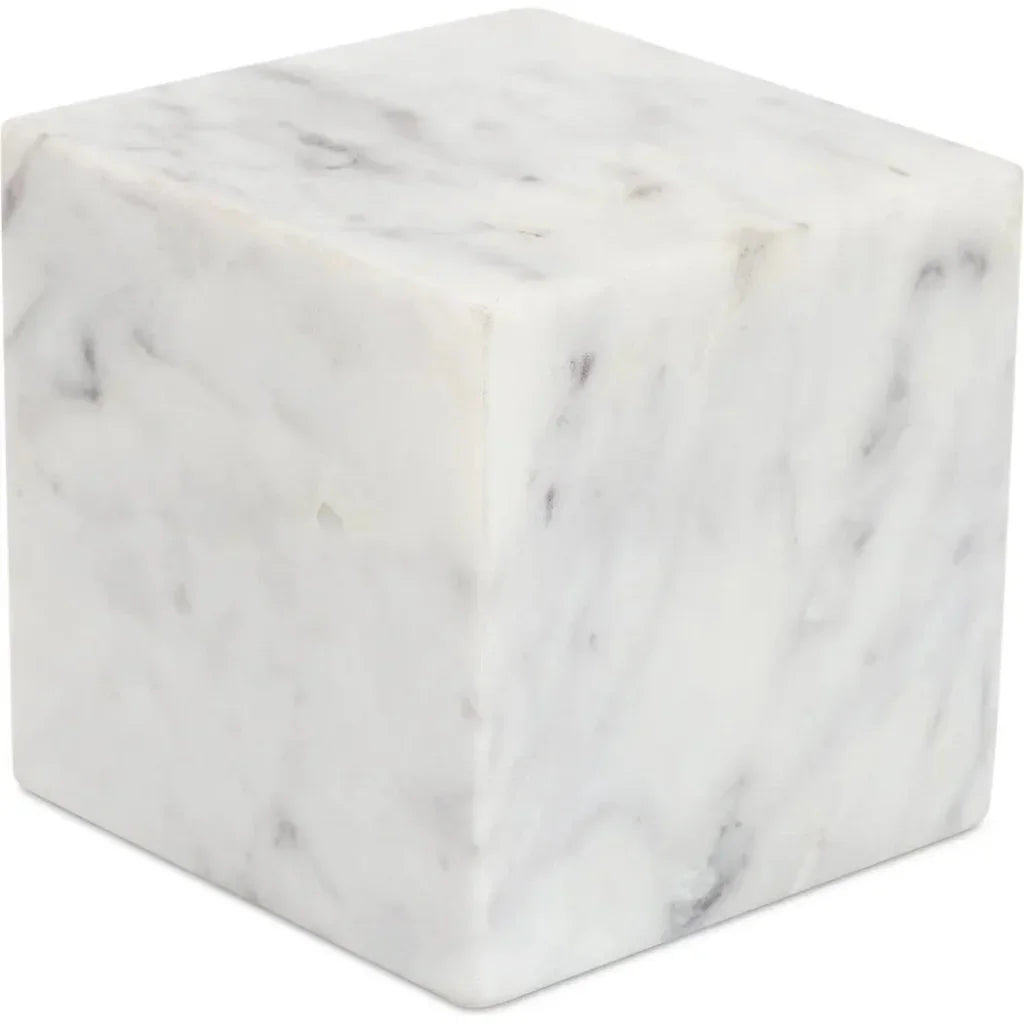 Cora Cube White Marble Tabletop Accent - LOOMLAN - Moe's Home - Statues & Sculptures