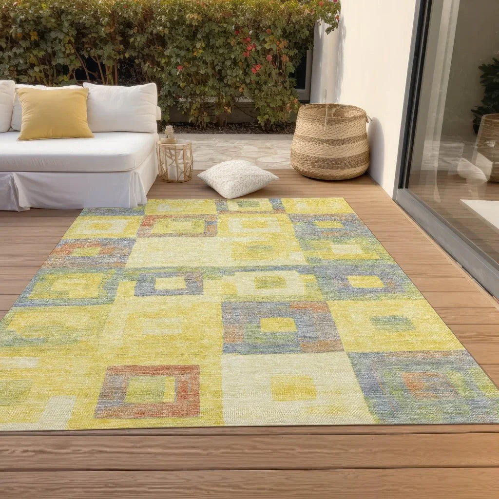 Cora Gold Washable Indoor - Outdoor Rug - LOOMLAN - LOOMLAN Rugs - Outdoor Rugs