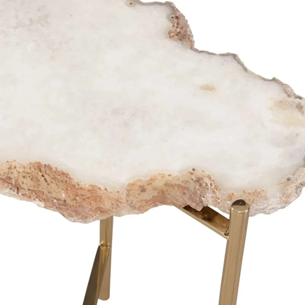 Cora Marble & Iron White Geometric Accent Table - LOOMLAN - Bassett Mirror - Side Tables