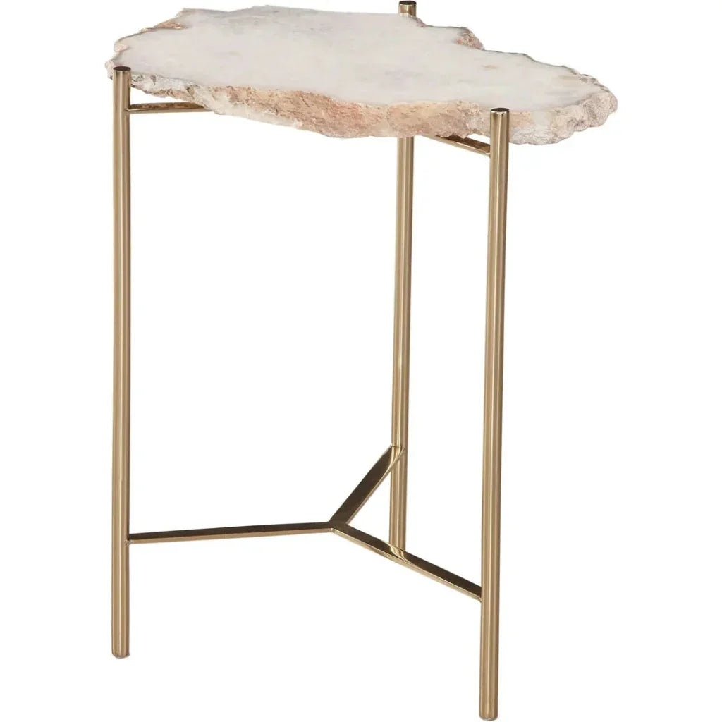 Cora Marble & Iron White Geometric Accent Table - LOOMLAN - Bassett Mirror - Side Tables