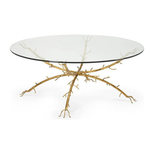 Coral Clear Glass Top Round Coffee Table - LOOMLAN - Chelsea House - Coffee Tables