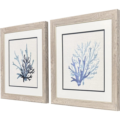 Coral Shades Blue Framed Wall Art 2PC