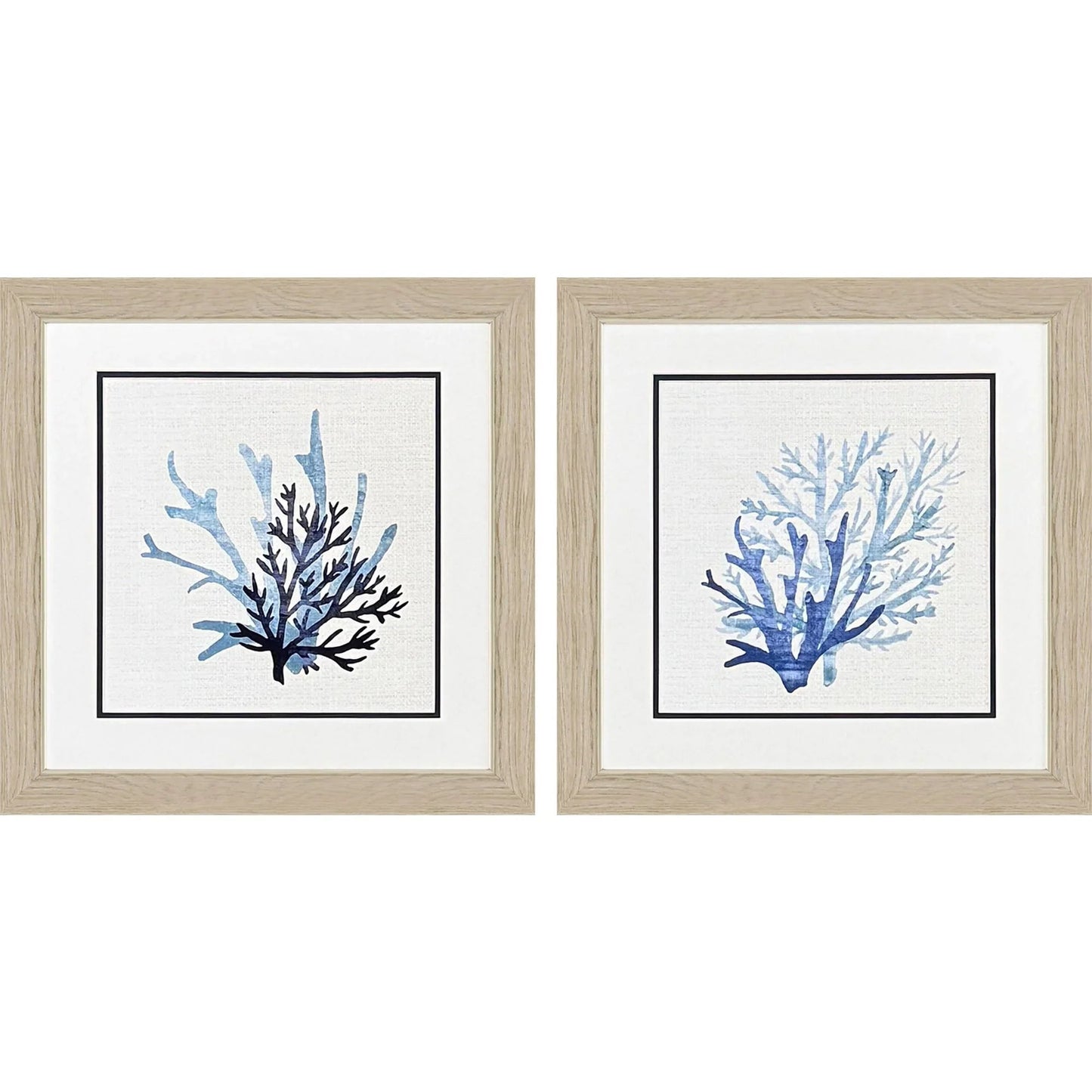Coral Shades Blue Framed Wall Art 2PC