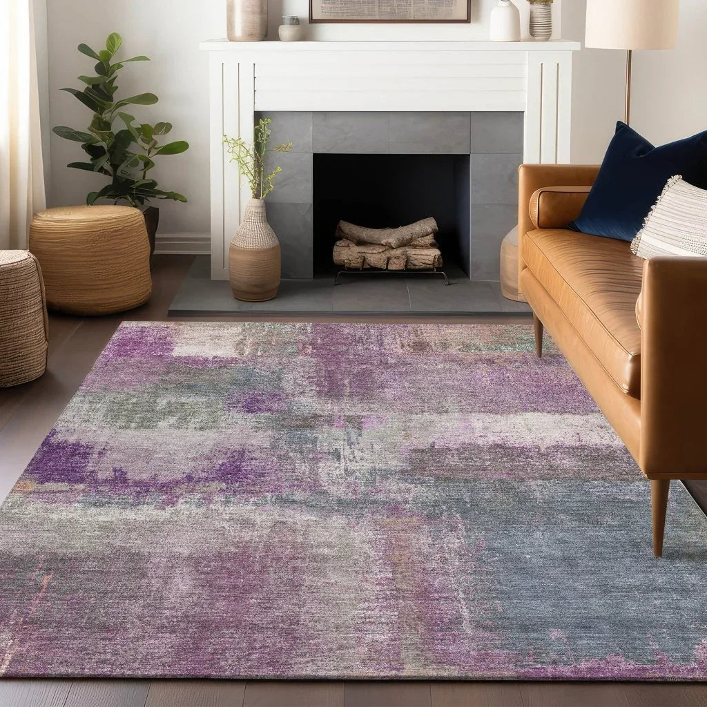Coralia Purple Washable Indoor - Outdoor Rug - LOOMLAN - LOOMLAN Rugs - Outdoor Rugs