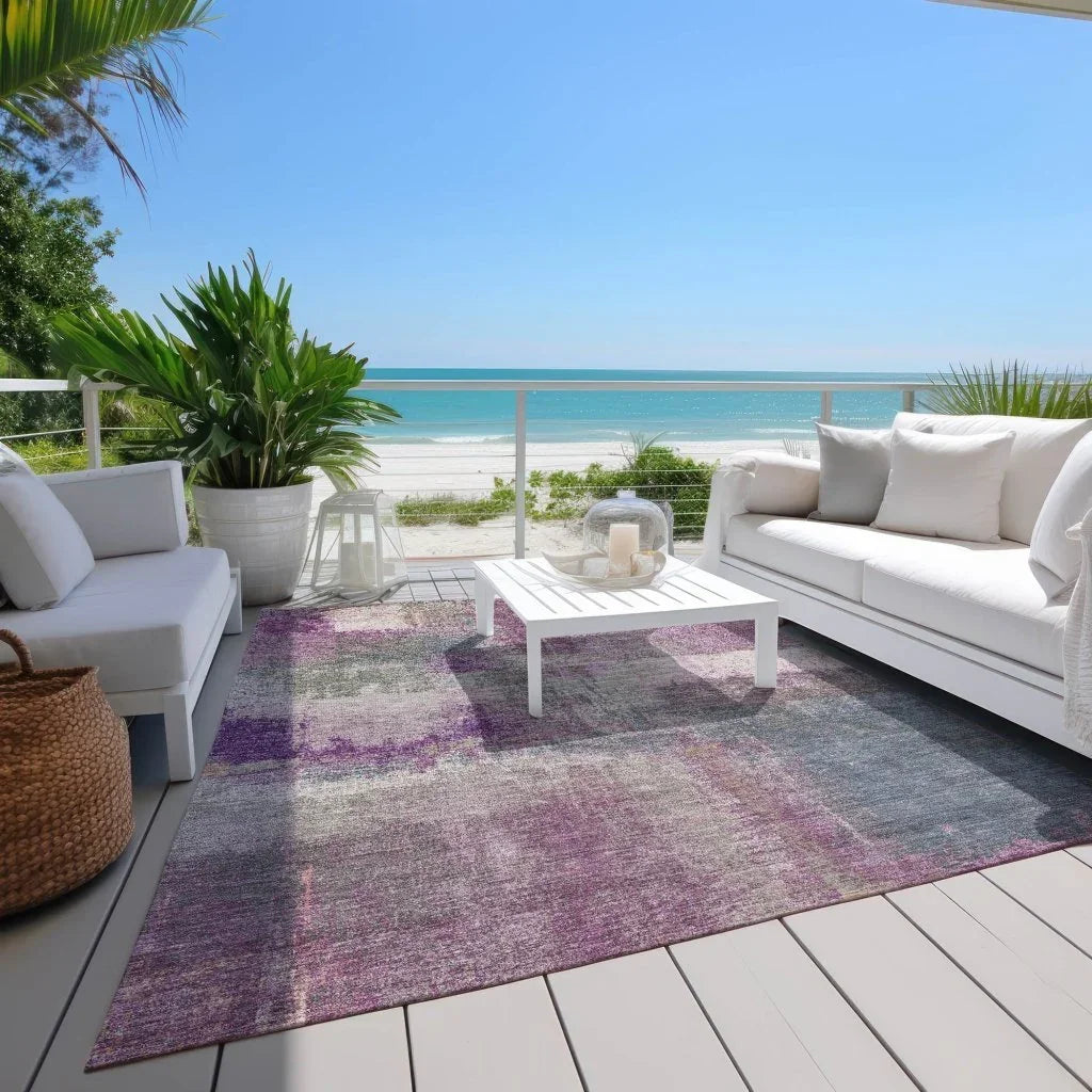 Coralia Purple Washable Indoor - Outdoor Rug - LOOMLAN - LOOMLAN Rugs - Outdoor Rugs