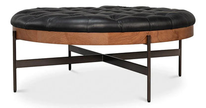 Corbet Tufted Leather Cocktail Ottoman - LOOMLAN - Sarreid - Ottomans