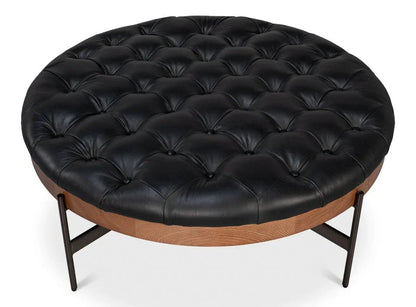 Corbet Tufted Leather Cocktail Ottoman - LOOMLAN - Sarreid - Ottomans