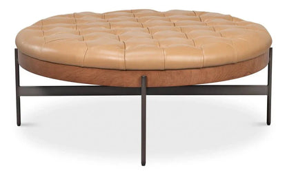 Corbet Tufted Leather Cocktail Ottoman - LOOMLAN - Sarreid - Ottomans