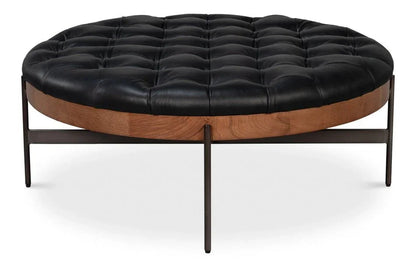 Corbet Tufted Leather Cocktail Ottoman - LOOMLAN - Sarreid - Ottomans