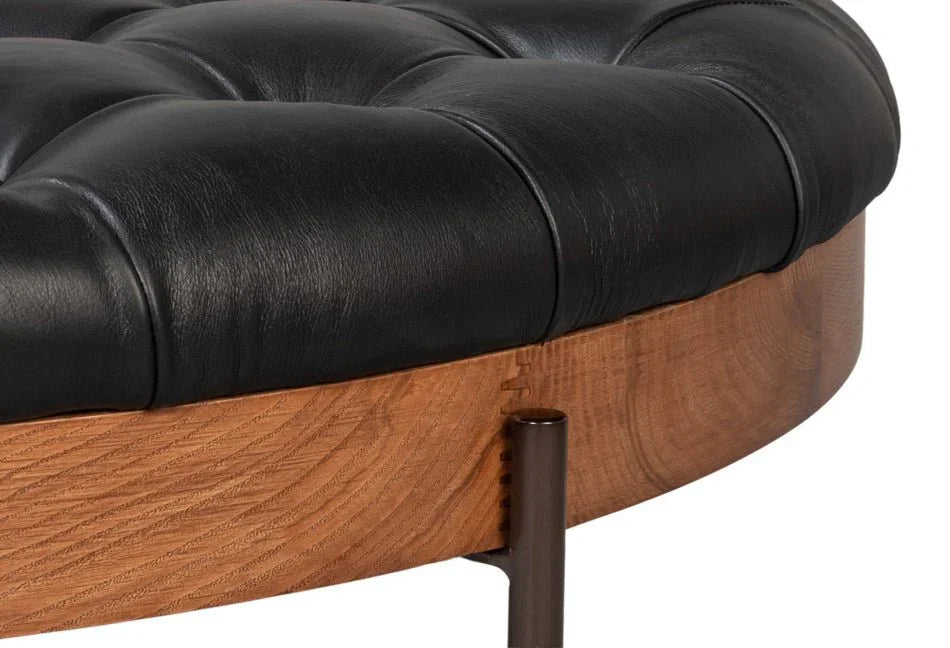 Corbet Tufted Leather Cocktail Ottoman - LOOMLAN - Sarreid - Ottomans