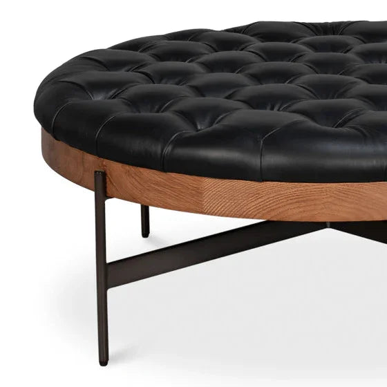 Corbet Tufted Leather Cocktail Ottoman - LOOMLAN - Sarreid - Ottomans
