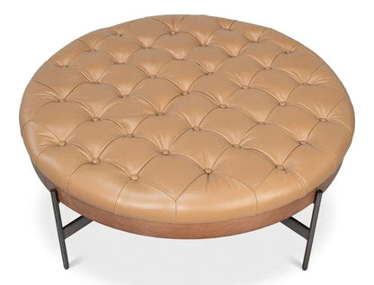 Corbet Tufted Leather Cocktail Ottoman - LOOMLAN - Sarreid - Ottomans