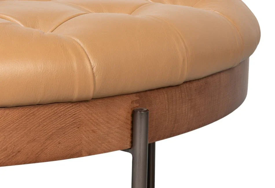 Corbet Tufted Leather Cocktail Ottoman - LOOMLAN - Sarreid - Ottomans