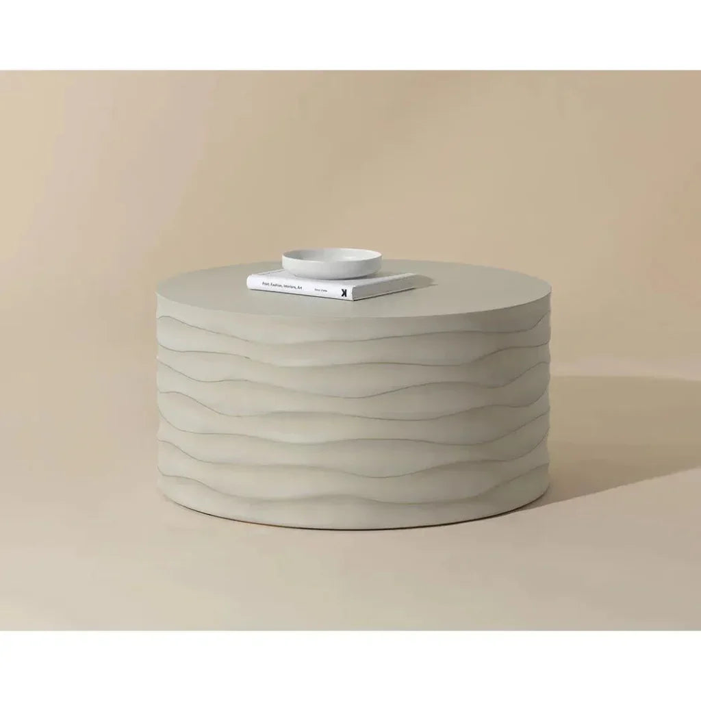 Corey Concrete Outdoor Round Coffee Table-Outdoor Coffee Tables-SUNPAN-LOOMLAN