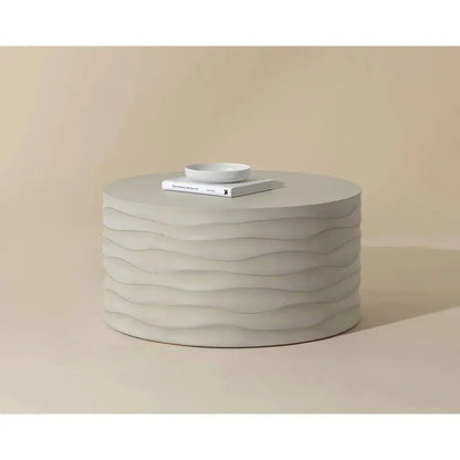 Corey Concrete Outdoor Round Coffee Table-Outdoor Coffee Tables-SUNPAN-LOOMLAN
