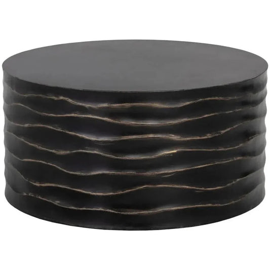 Corey Concrete Outdoor Round Coffee Table-Outdoor Coffee Tables-SUNPAN-Black-Large-LOOMLAN