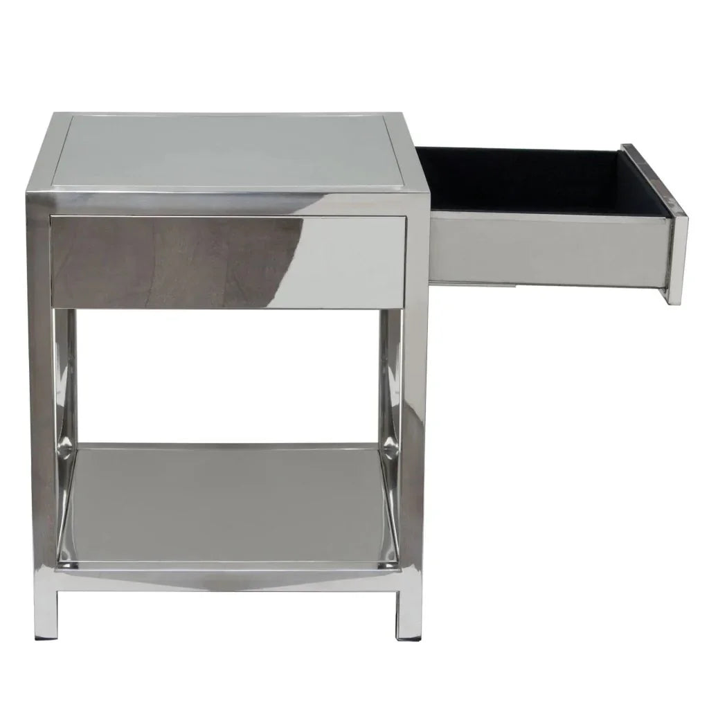 Corleo One Drawer Steel Accent Table - LOOMLAN - Diamond Sofa - Side Tables
