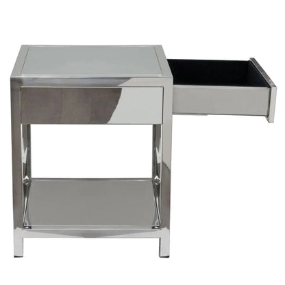 Corleo One Drawer Steel Accent Table - LOOMLAN - Diamond Sofa - Side Tables