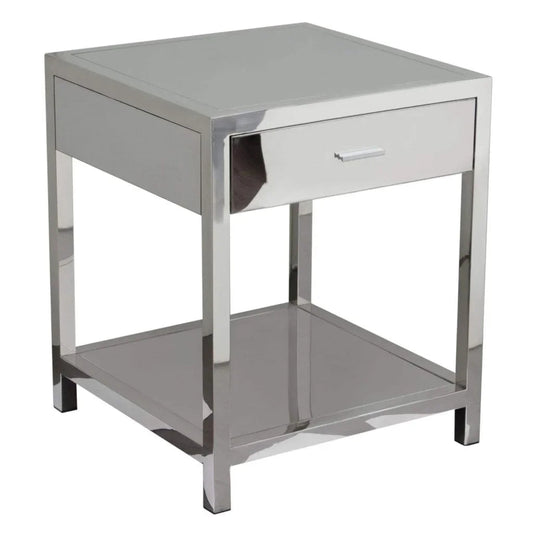 Corleo One Drawer Steel Accent Table - LOOMLAN - Diamond Sofa - Side Tables