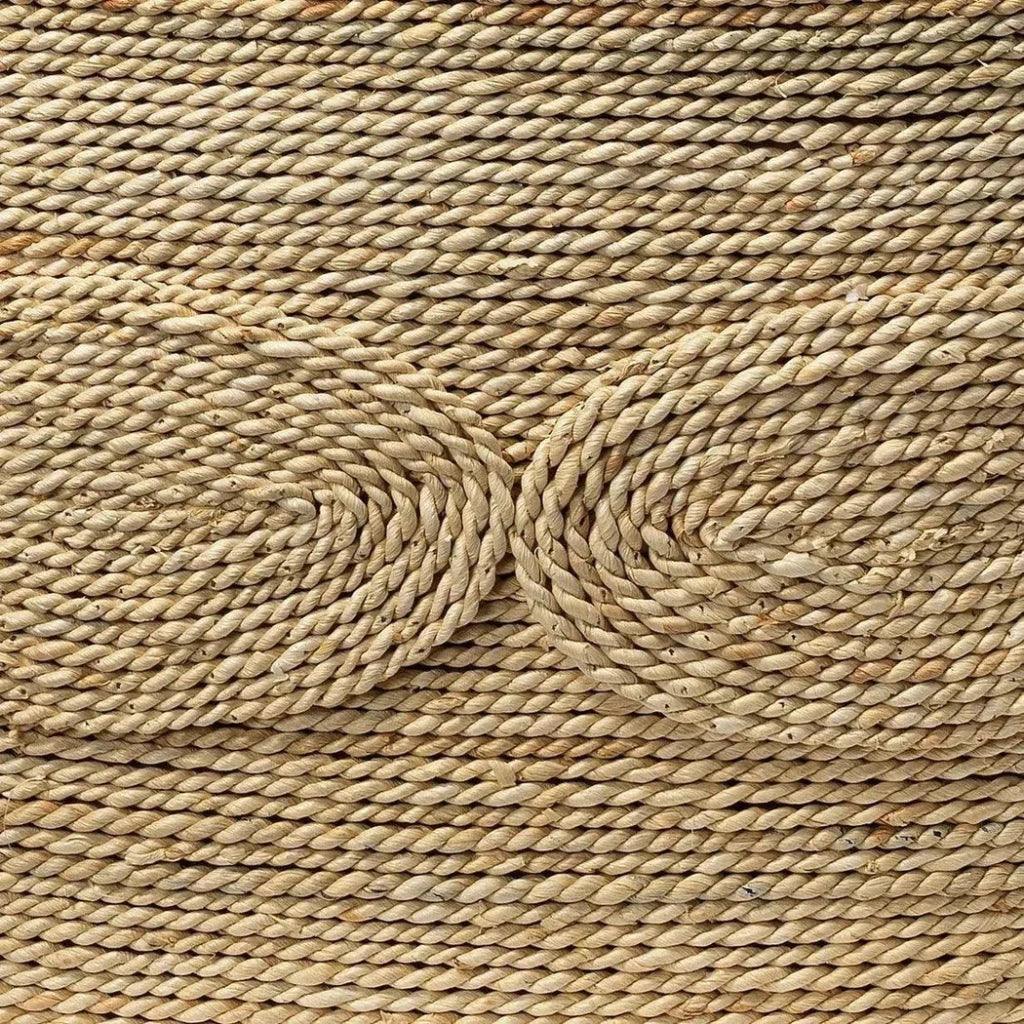 Corn Straw Rope Barbados Oval Coffee Table Glass - LOOMLAN - Jamie Young - Coffee Tables