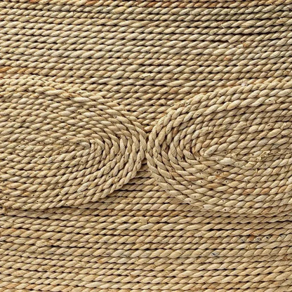 Corn Straw Rope Barbados Oval Coffee Table Glass - LOOMLAN - Jamie Young - Coffee Tables