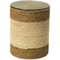 Corn Straw & Tempered Glass Side Table - LOOMLAN - Jamie Young - Side Tables