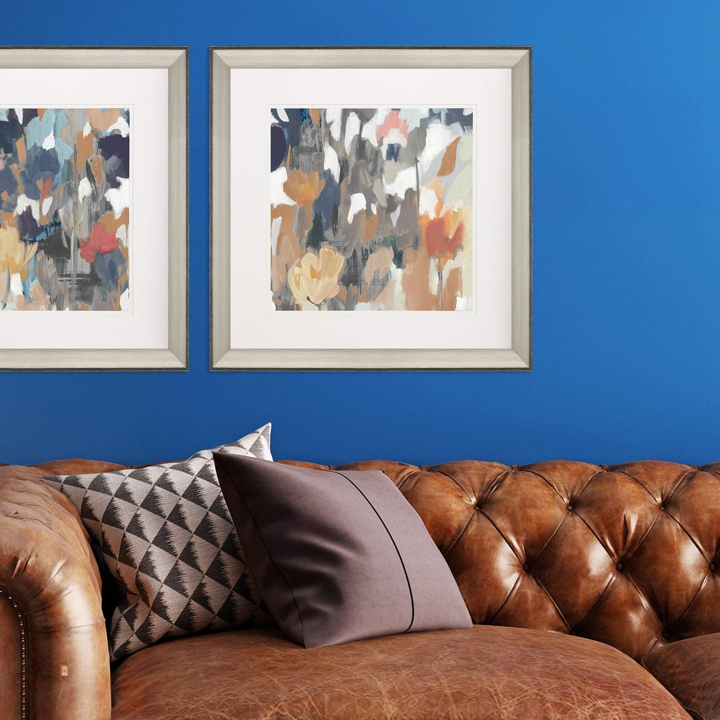 Corner Flower Stand Blue Framed Wall Art