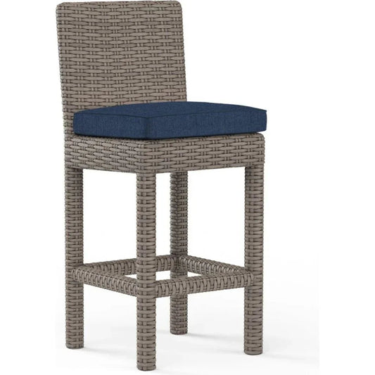 Coronado Sunbrella Outdoor Barstool-Outdoor Bar Stools-Sunset West-Spectrum Indigo-LOOMLAN