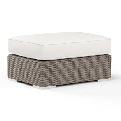 Coronado Sunbrella Outdoor Ottoman-Outdoor Ottomans-Sunset West-Canvas Flax-LOOMLAN