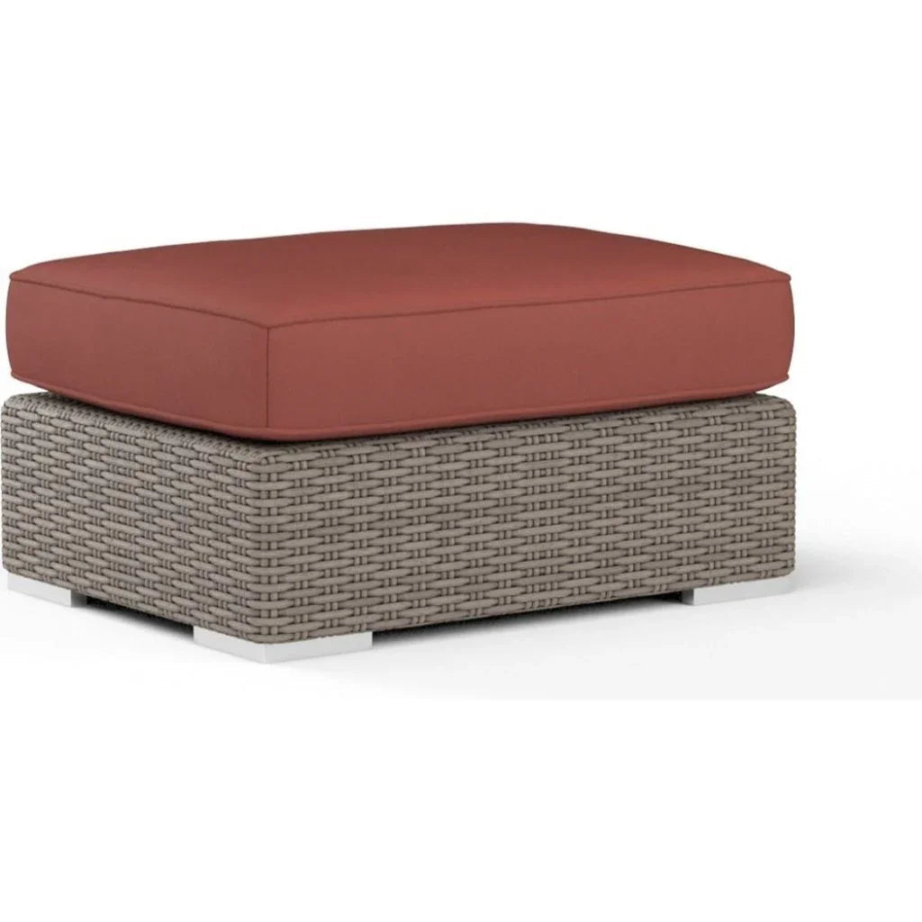 Coronado Sunbrella Outdoor Ottoman-Outdoor Ottomans-Sunset West-Canvas Henna-LOOMLAN