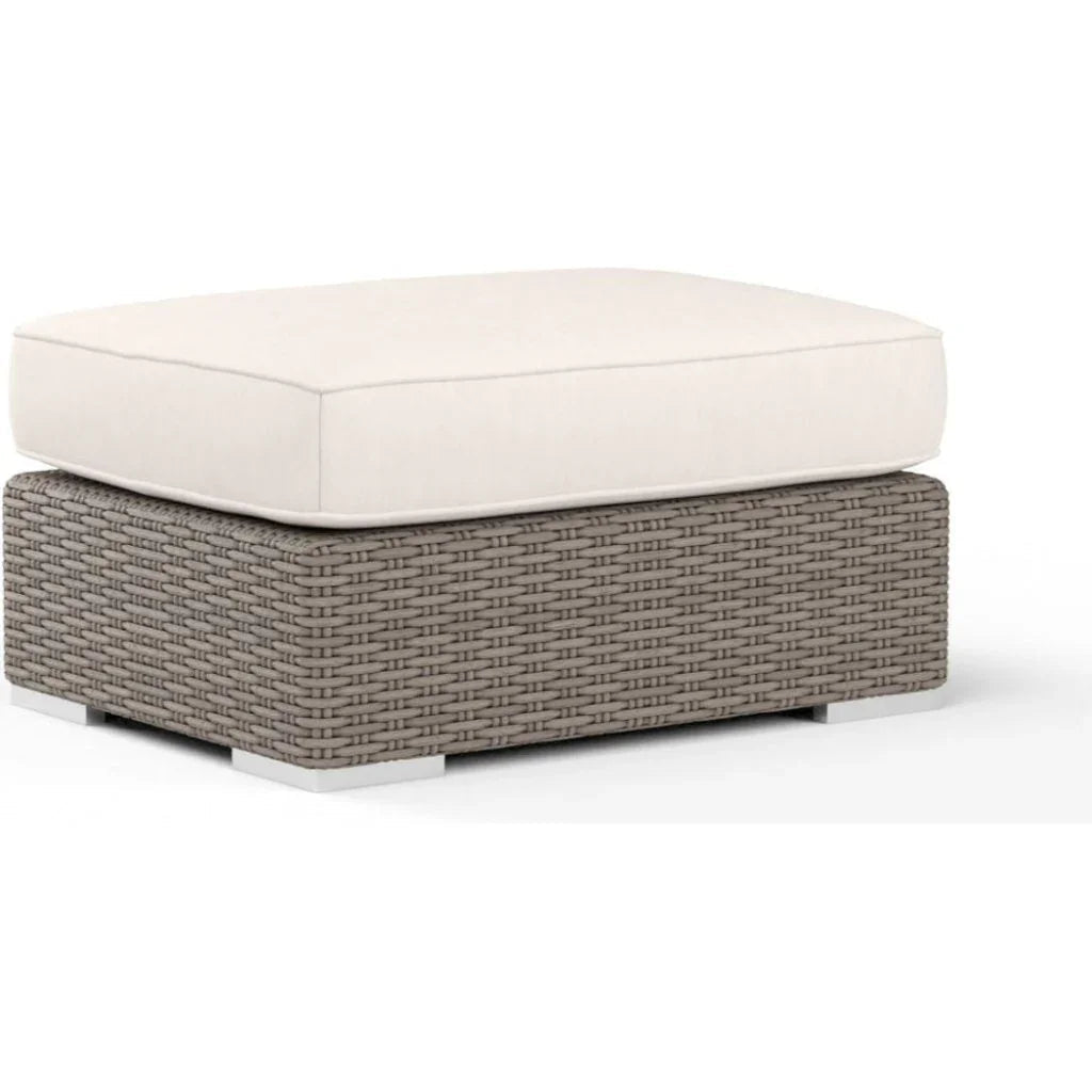 Coronado Sunbrella Outdoor Ottoman-Outdoor Ottomans-Sunset West-Canvas Natural-LOOMLAN