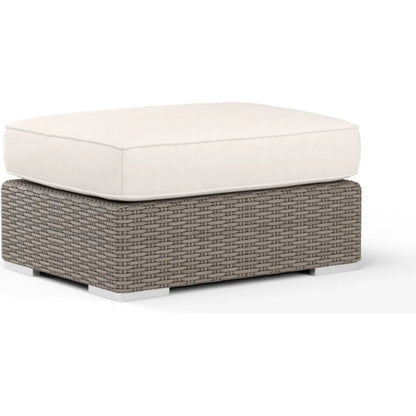 Coronado Sunbrella Outdoor Ottoman-Outdoor Ottomans-Sunset West-Canvas Natural-LOOMLAN