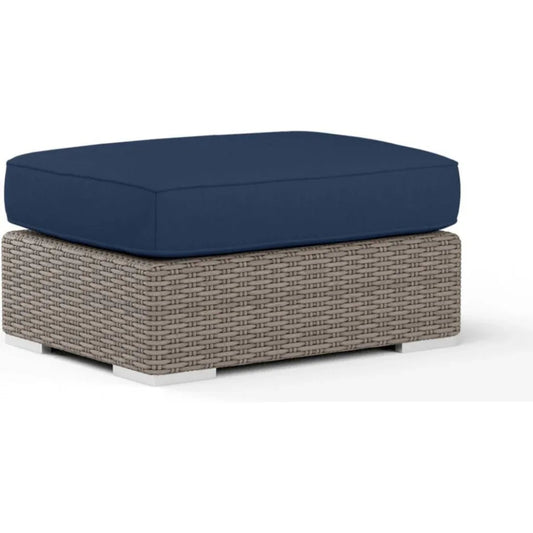 Coronado Sunbrella Outdoor Ottoman-Outdoor Ottomans-Sunset West-Spectrum Indigo-LOOMLAN
